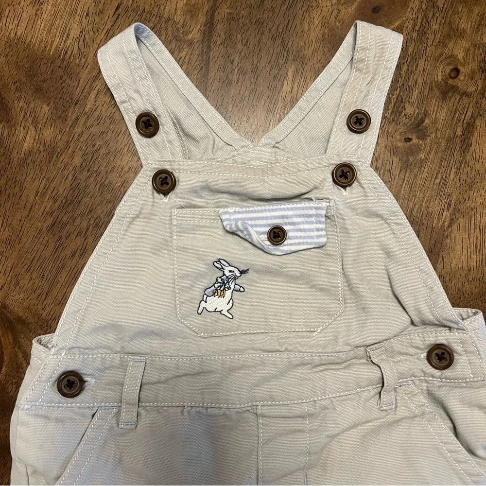 Gymboree Baby Peter Rabbit Beige Overalls Embroidered 12-18 Months